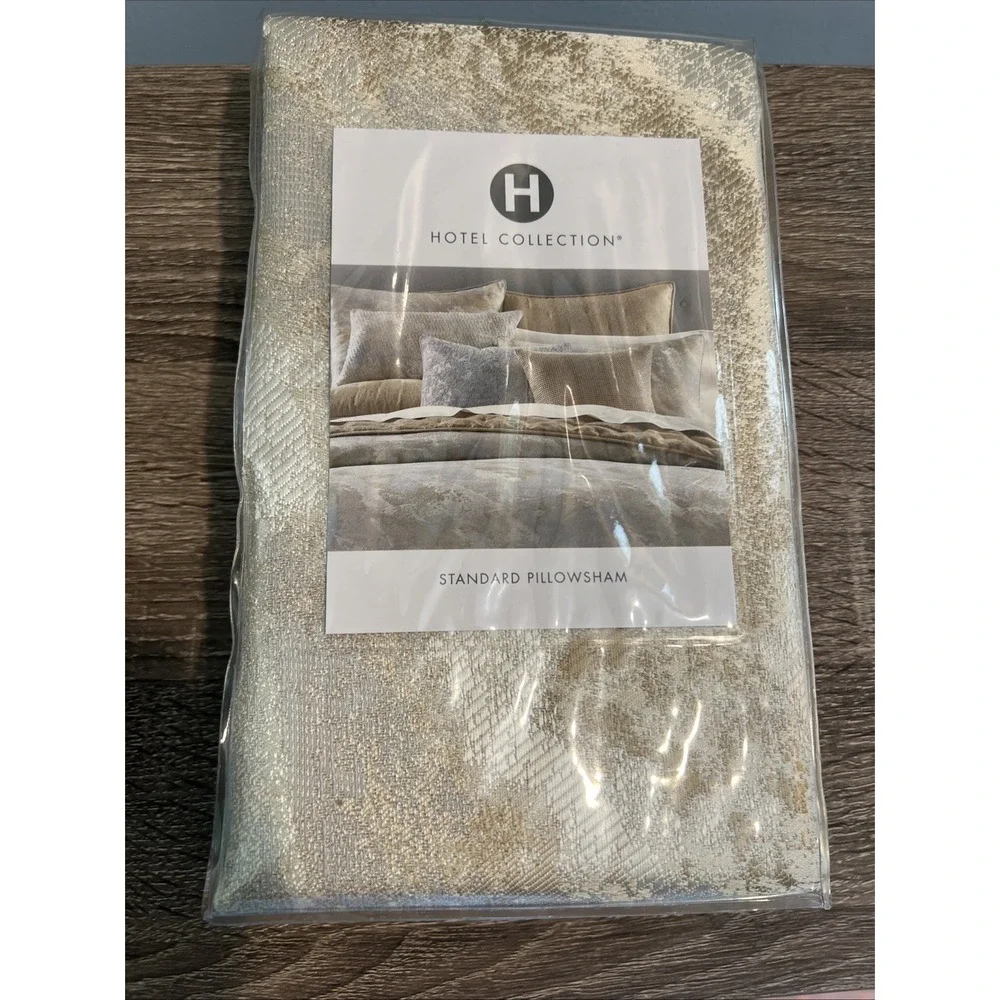 Hotel Collection Metallic Stone Standard Pillowsham Gold Silver (2) 20in x 28in